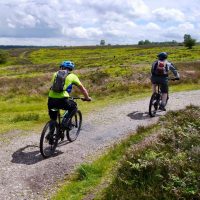 Two mountain bikers on the chase