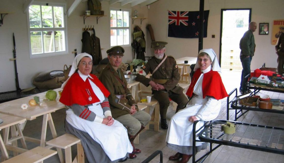 People in the great war hut