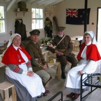 People in the great war hut