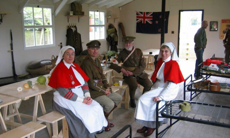 People in the great war hut