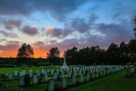Commonwealth War Graves at dusk.