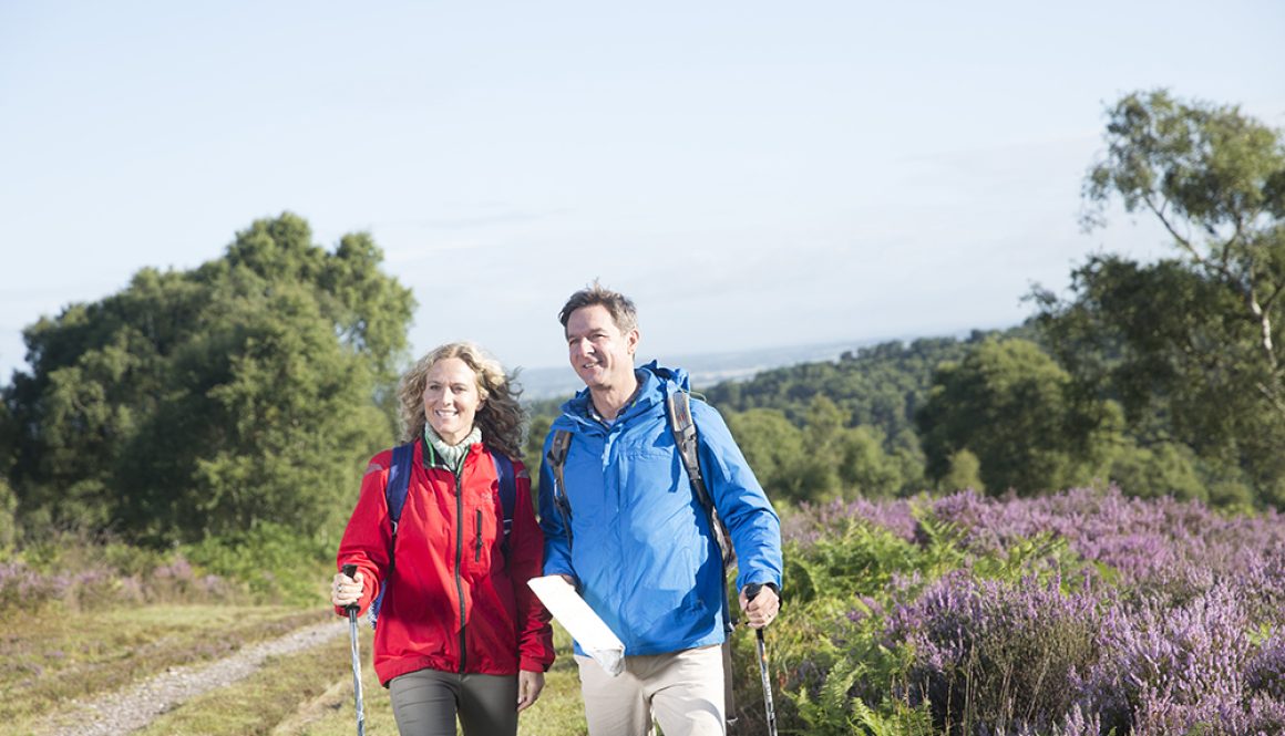 Cannock Chase heathland, Staffordshire couple walking © Enjoy Staffordshire 1000x667