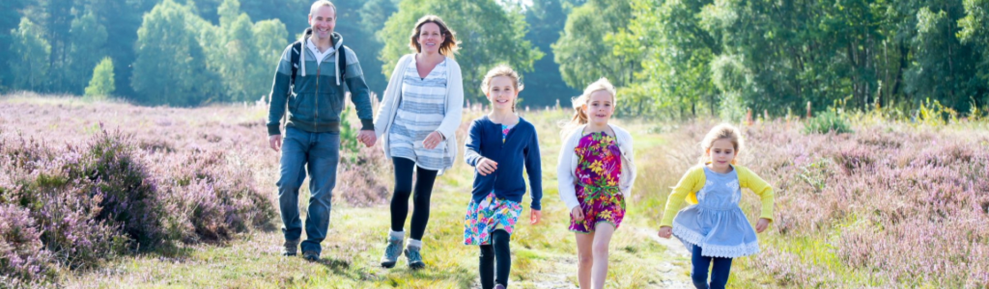 Family walking over Cannock Chase